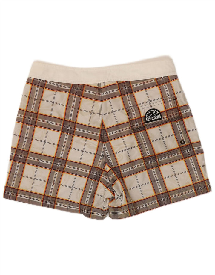 Pantaloncini da bagno da uomo Sundek in poliestere a quadri bianchi medi