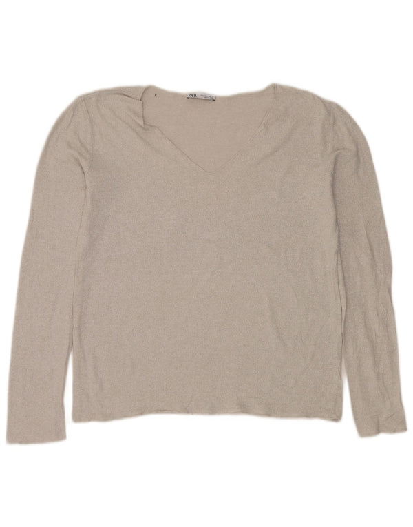 Maglione con scollo a V da donna Zara UK 16 grande argento