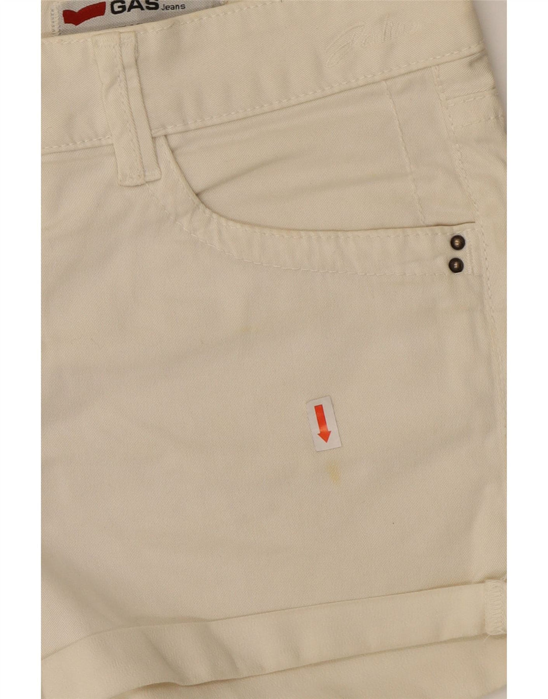 GAS Womens Denim Shorts W32 Large Off White Cotton Vintage Gas and Second-Hand Gas from Messina Hembry 