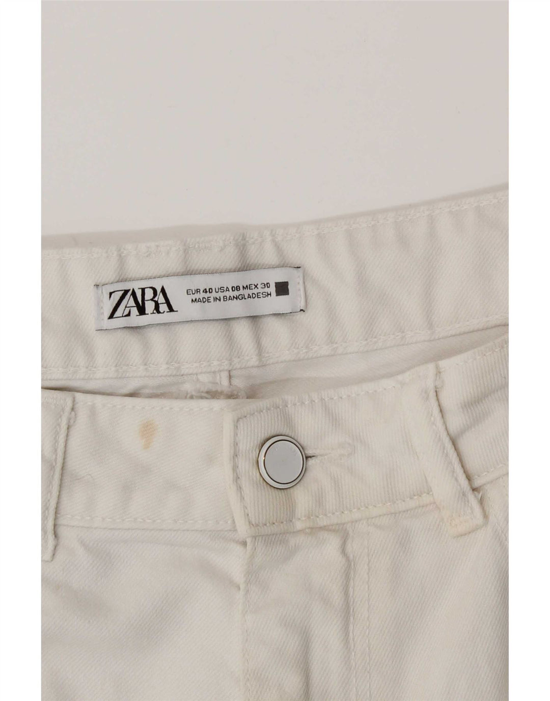 Jeans Zara da donna a vita alta a gamba larga EU 40 medio W30 L29 bianco