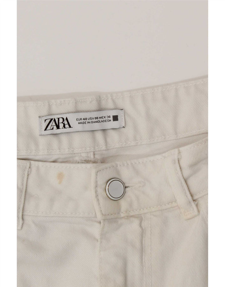 Jeans Zara da donna a vita alta a gamba larga EU 40 medio W30 L29 bianco