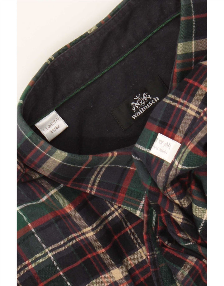 Camicia da uomo in flanella Walbusch taglia 41/42 grande cotone a quadri multicolore