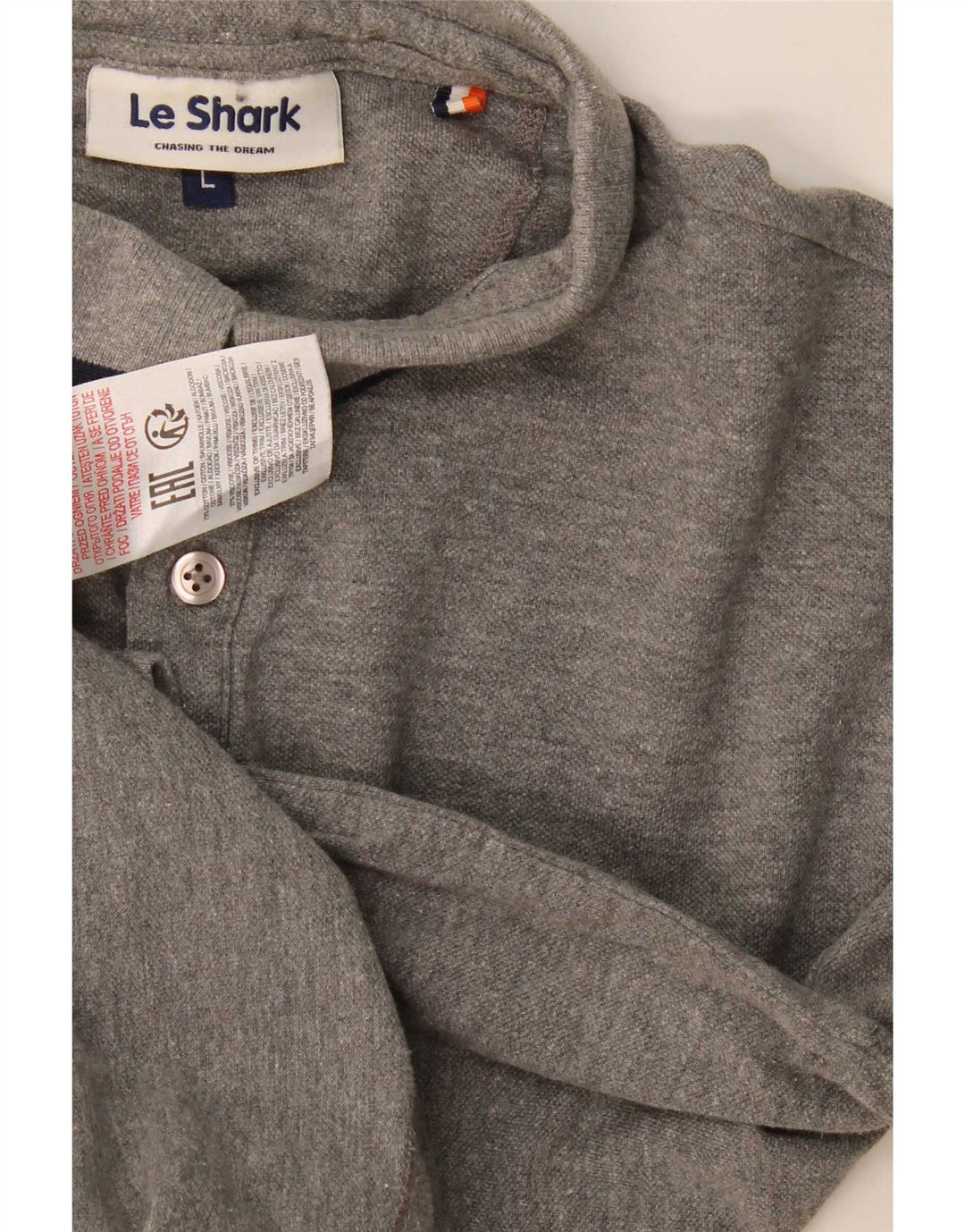 Polo da uomo Le Shark Large in cotone grigio