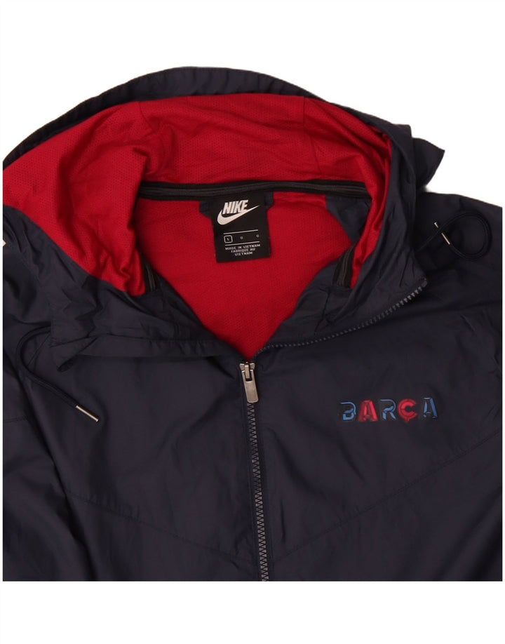 NIKE Giacca da uomo con cappuccio Barcelona Barcelona, giacca grande in poliestere blu navy