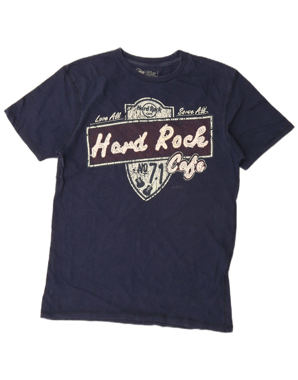 T-shirt grafica da uomo Hard Rock Cafe Top in cotone blu navy medio