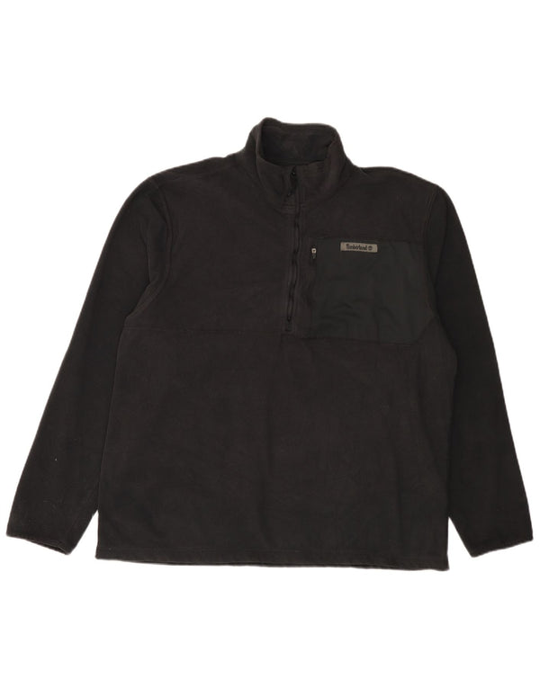 TIMBERLAND Mens Zip Neck Fleece Jumper Large Black