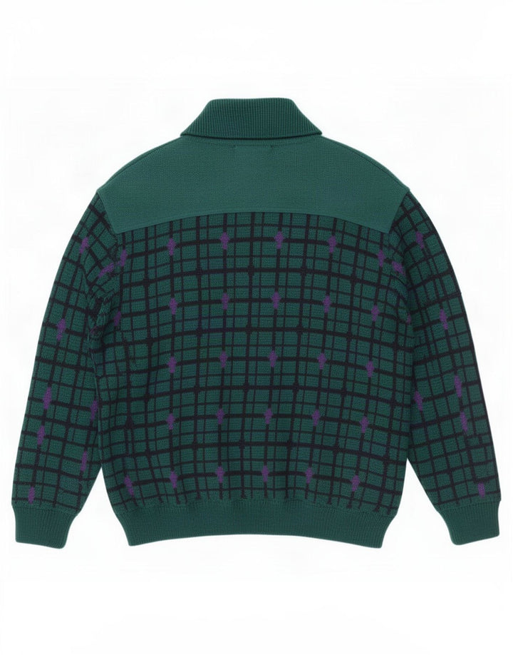 Giacca bomber da uomo in maglia Navigare UK 38 lana a quadri verde medio