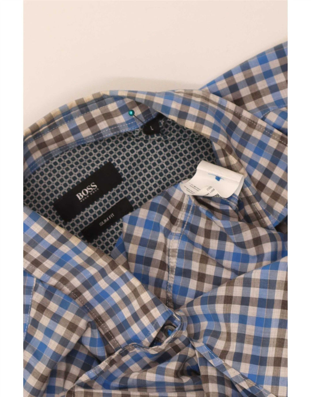 Camicia slim fit da uomo Hugo Boss, cotone a quadri blu grandi