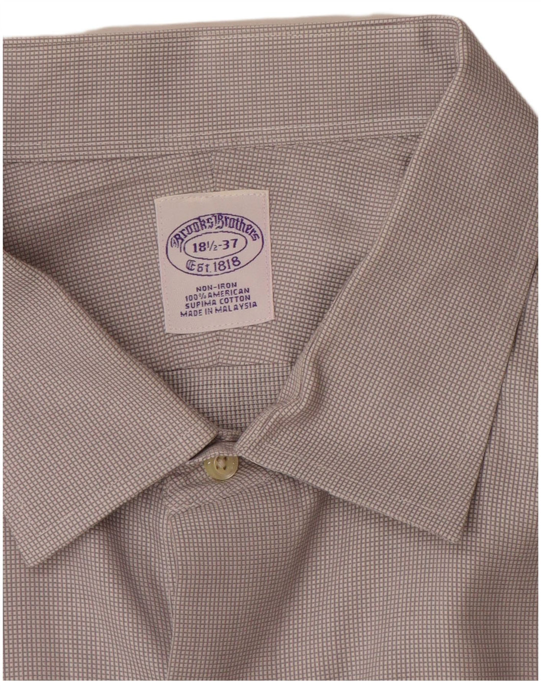 Camicia da uomo Brooks Brothers taglia 18 1/2 2XL cotone grigio