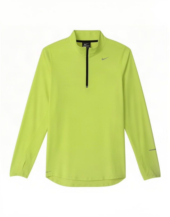 Maglia Nike da uomo Dri Fit con zip e collo a maniche lunghe, piccola, in poliestere giallo