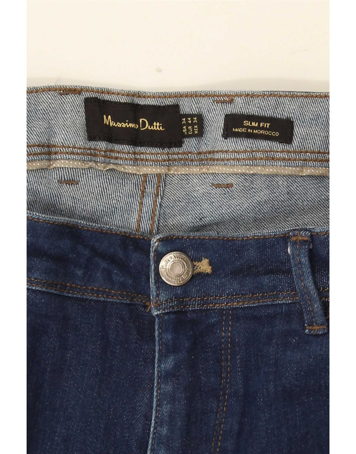 Jeans slim da uomo Massimo Dutti EU 44 Large W34 L30 Blu