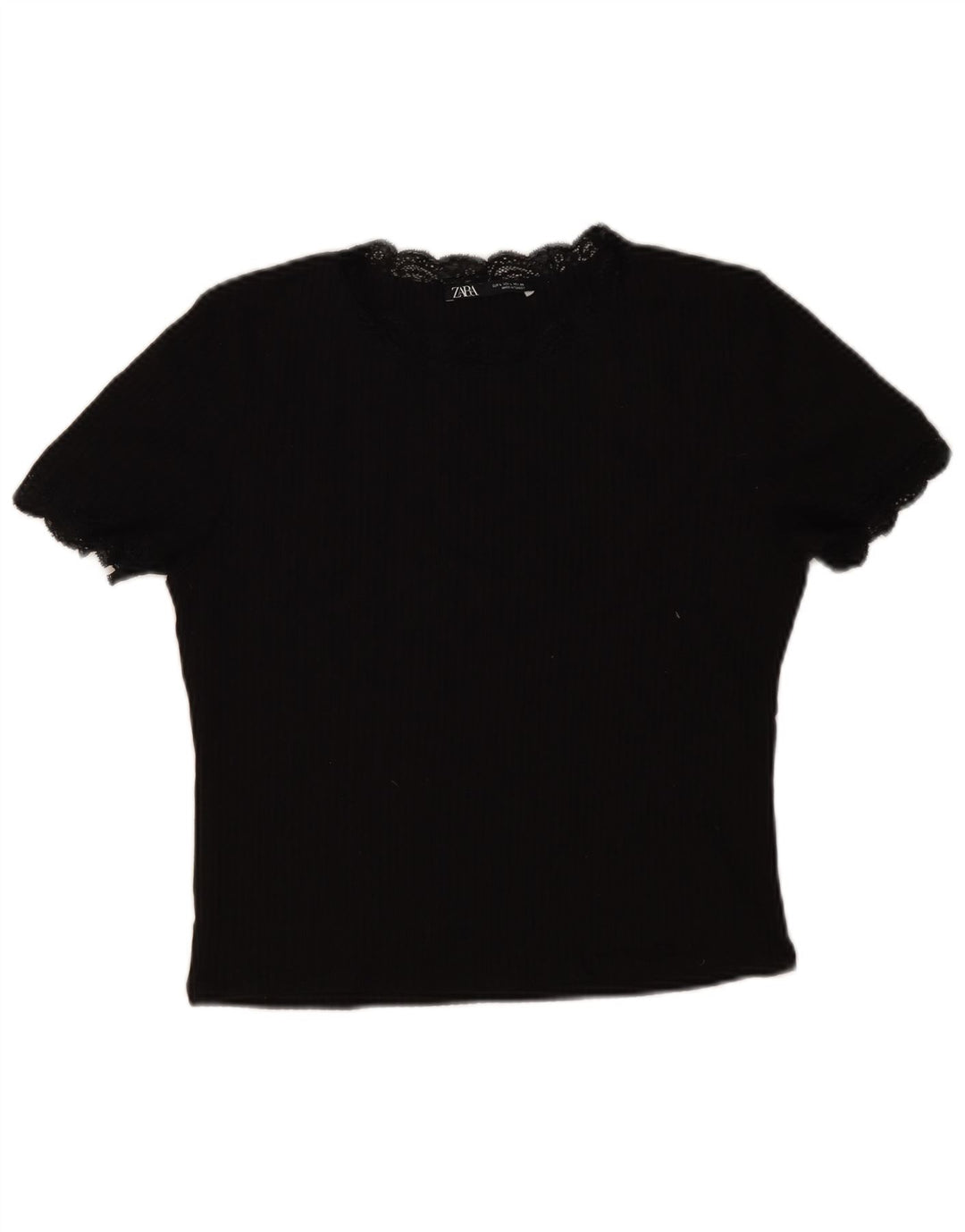Top corto da donna Zara in camicetta UK 14 grande cotone nero