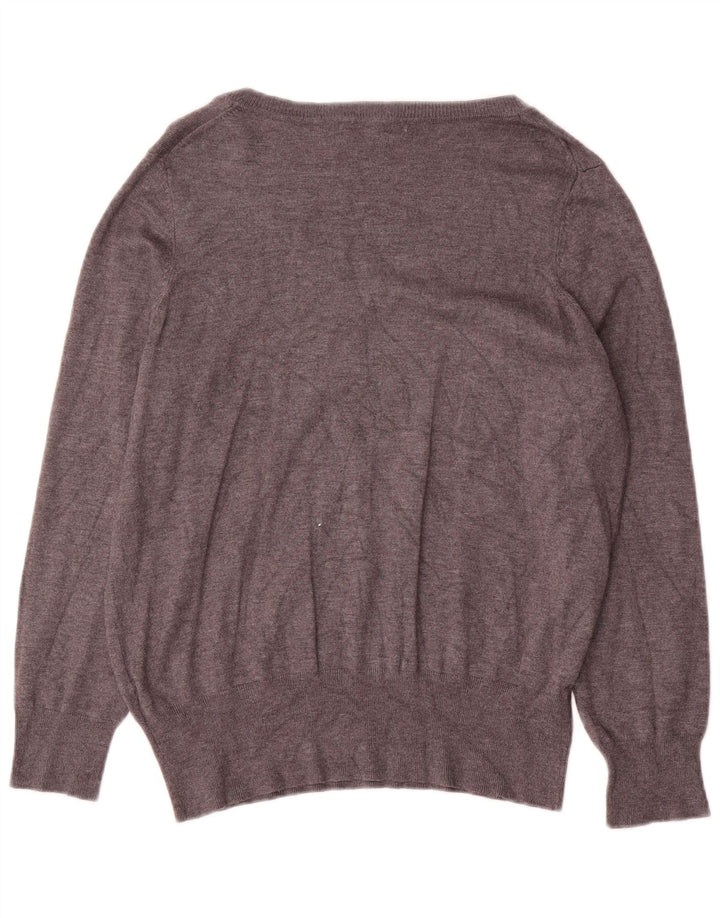 Maglione da donna Marks & Spencer con scollo a V UK 18 XL Viscosa grigia