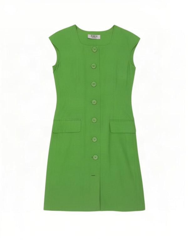 Abito chemisier a maniche corte da donna Marella UK 12 Lino verde medio