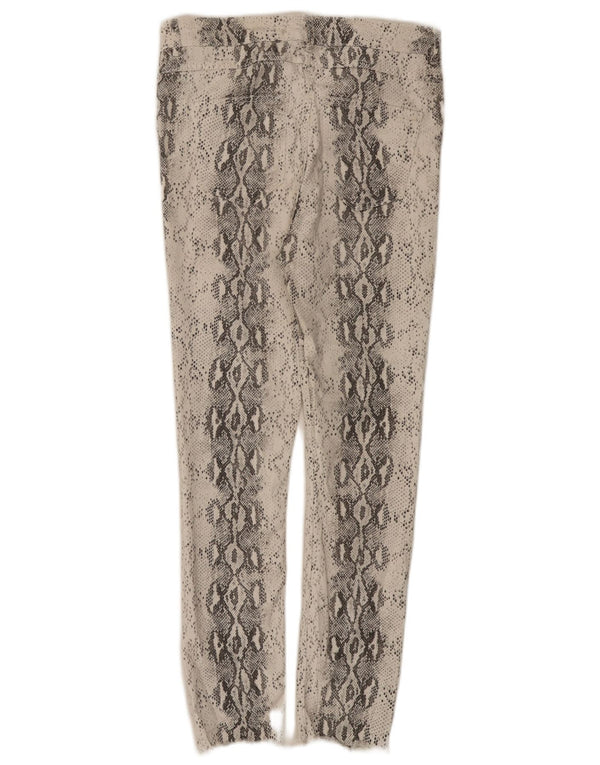 Pantaloni casual slim da donna Zara EU 42 Large W32 L26 bianco stampa animalier