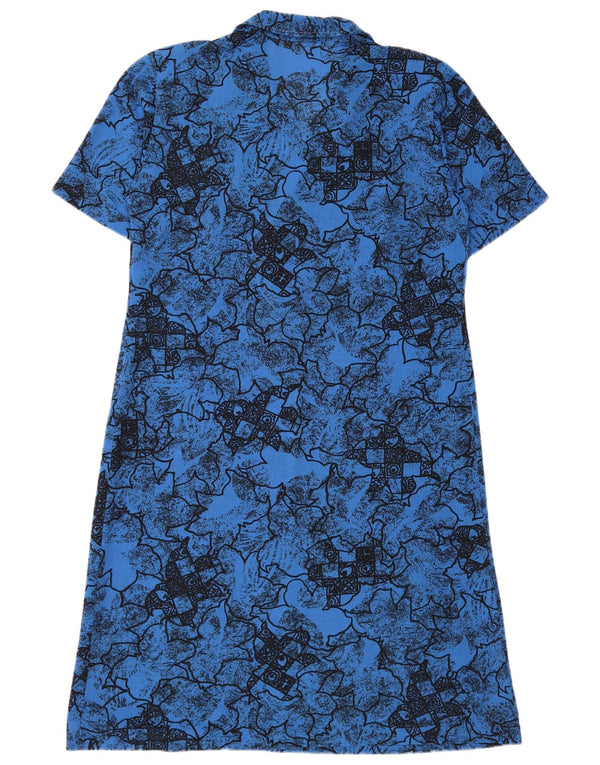 Abito a trapezio vintage da donna a maniche corte IT 52 2XL Poliestere floreale blu