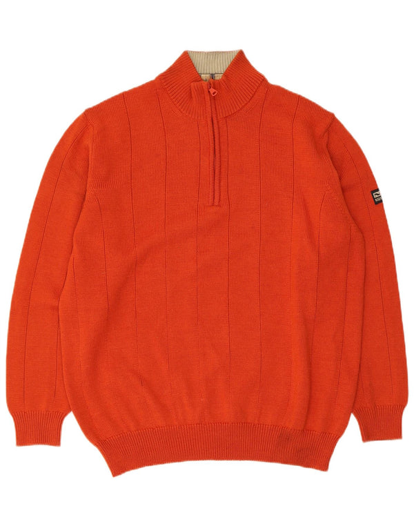 Maglione da uomo Navigare con zip e collo in lana merino arancione medio