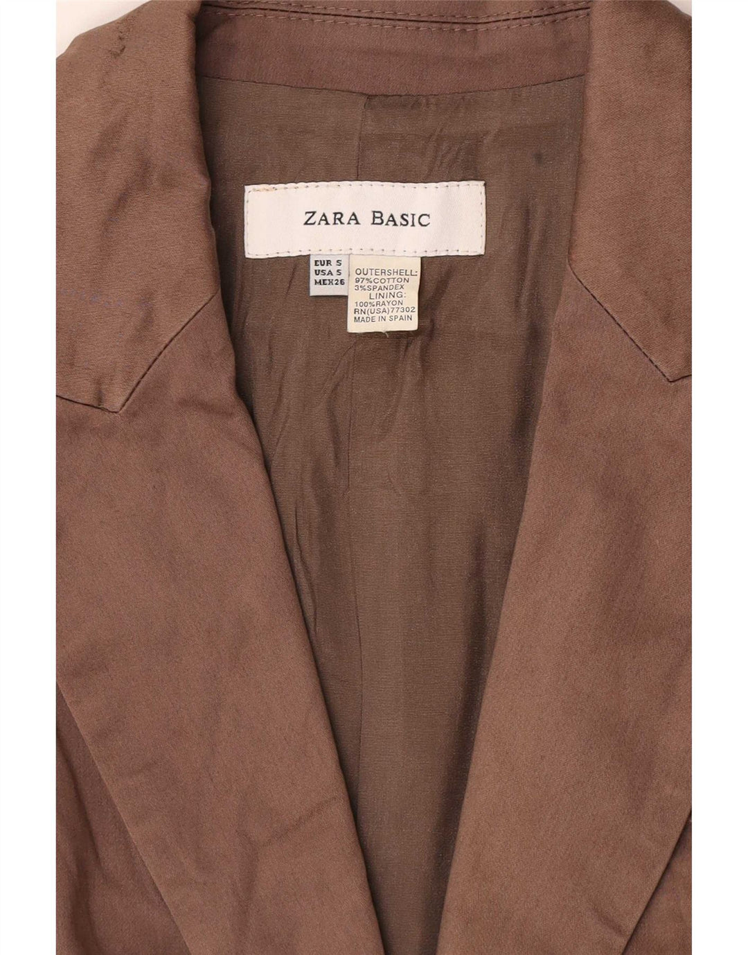 Giacca blazer a 1 bottone da donna Zara UK 10 piccola in cotone marrone