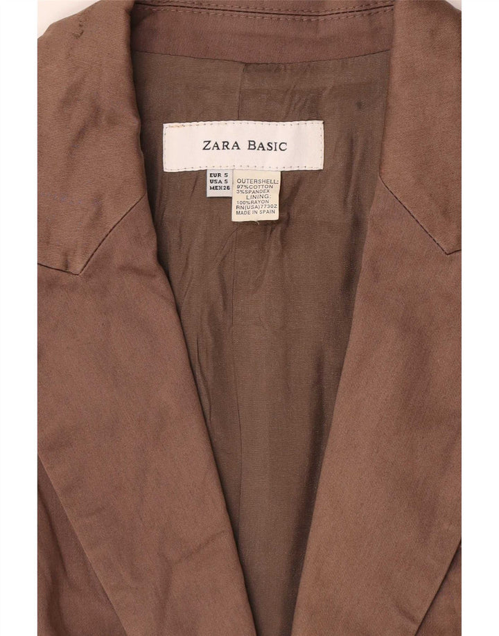 Giacca blazer a 1 bottone da donna Zara UK 10 piccola in cotone marrone