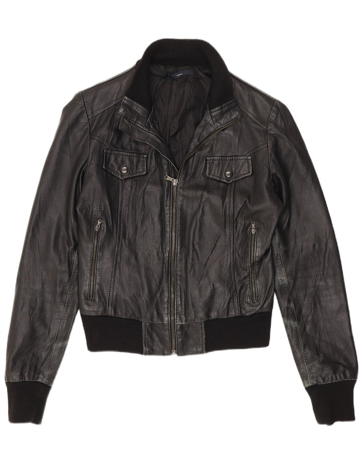 Giacca in pelle corta da donna Sasch UK 12 media nera