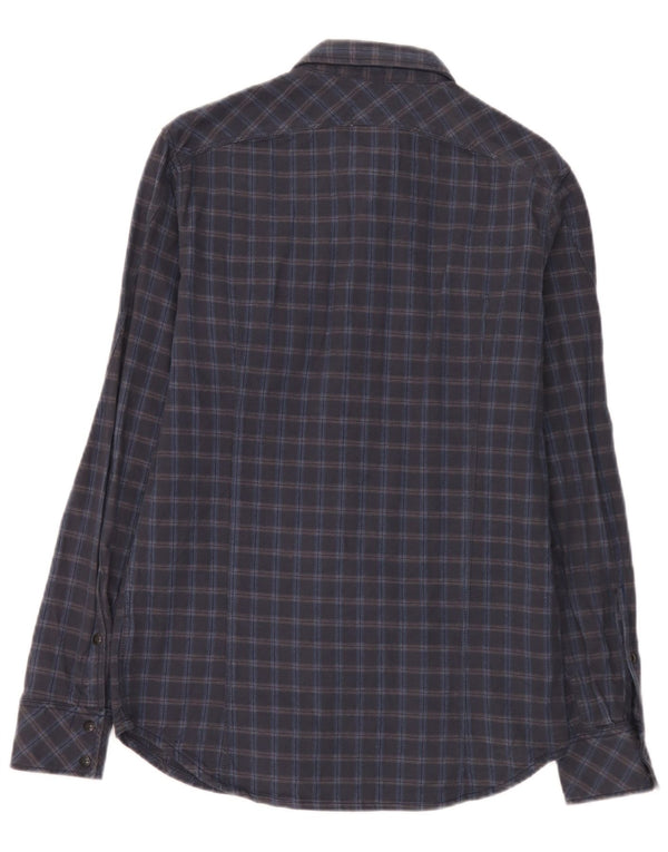 G-Star Mens Flannel Shirt Medium Navy Blue Check Cotton