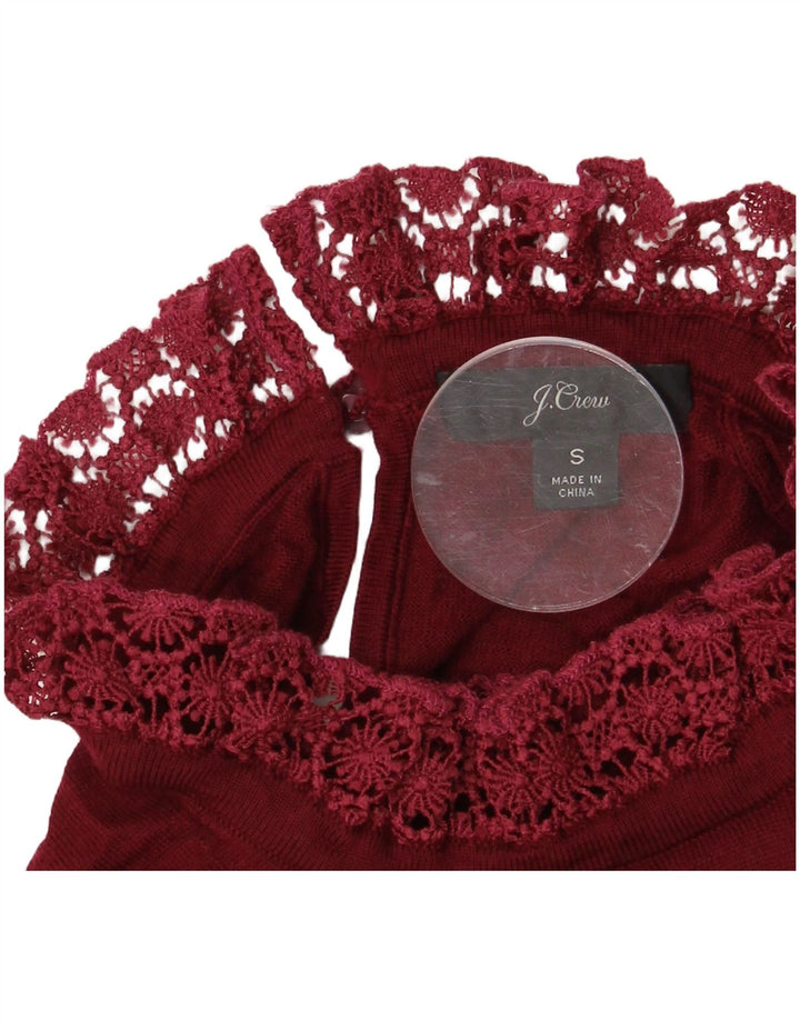 J. CREW Maglione maglione da donna con collo alto UK 10 Piccolo Borgogna