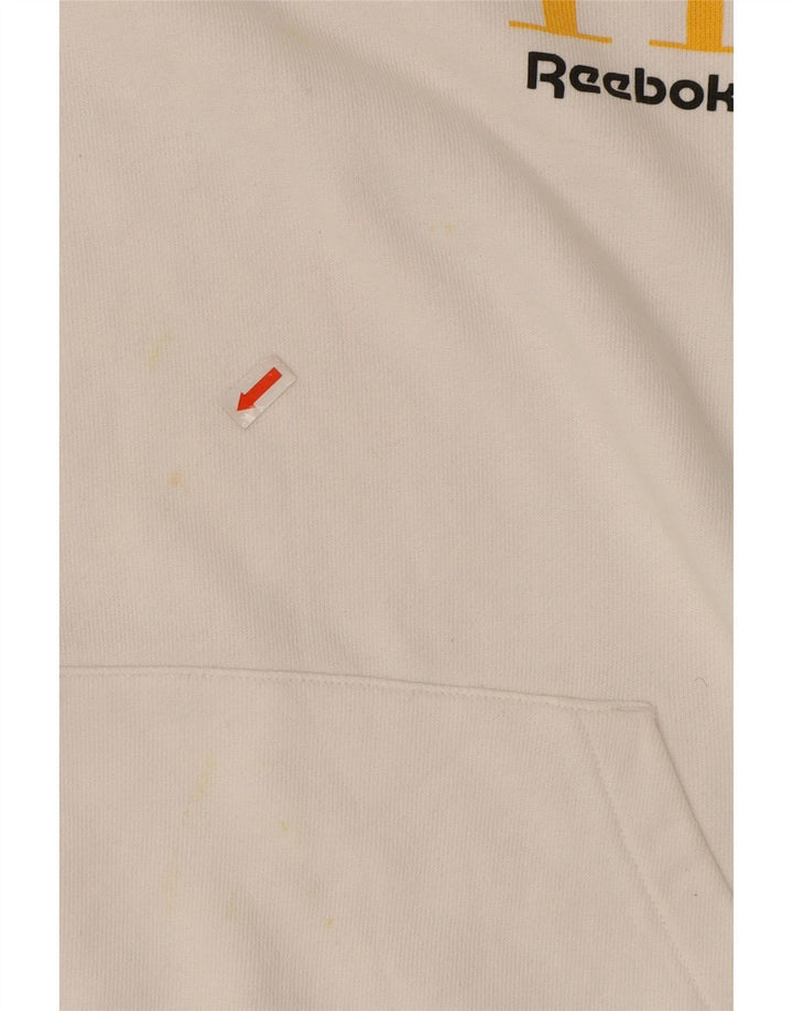 REEBOK Mens Graphic Hoodie Jumper Medium White Cotton