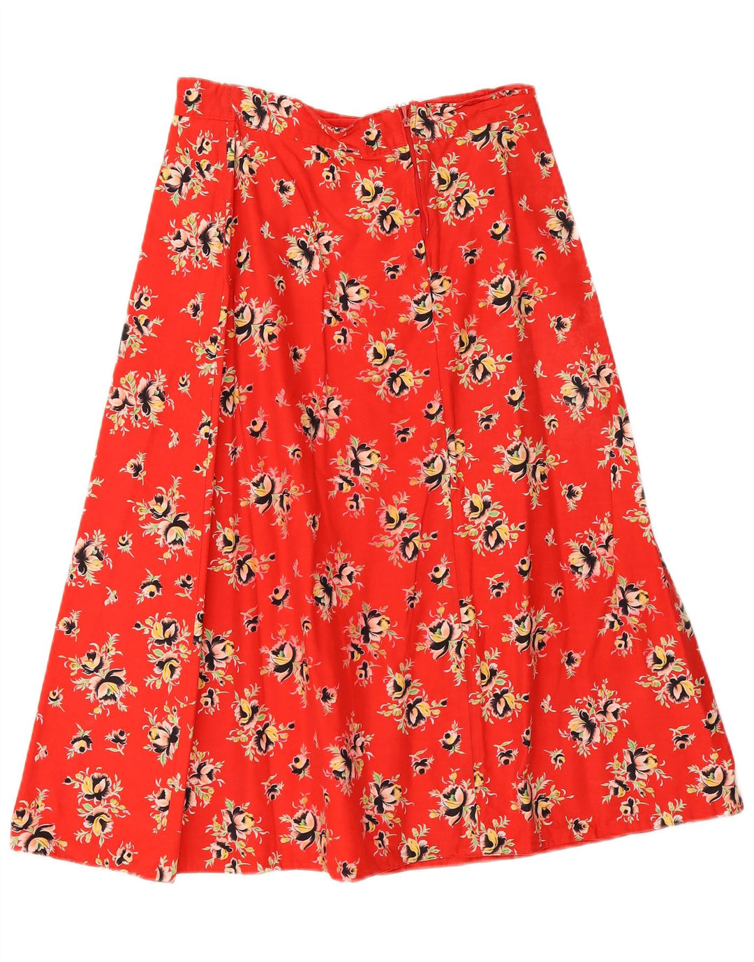 Gonna a trapezio da donna vintage W26 piccolo floreale rosso