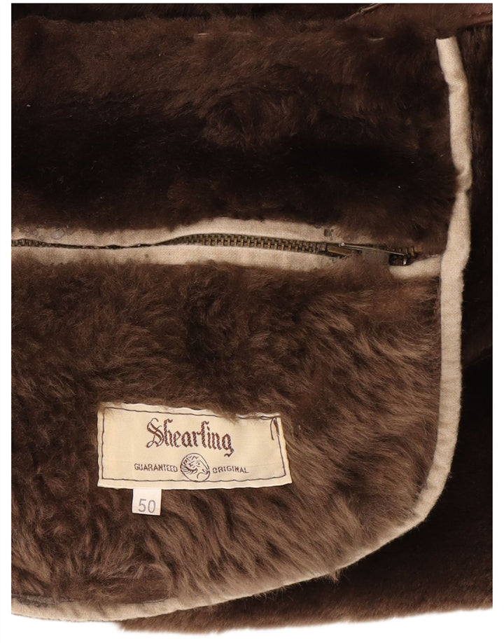 Giacca in shearling vintage da uomo IT 50 Shearling marrone grande