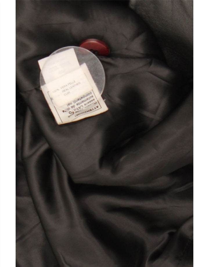 Cappotto in pelle vintage da donna IT 42 medio in pelle nera