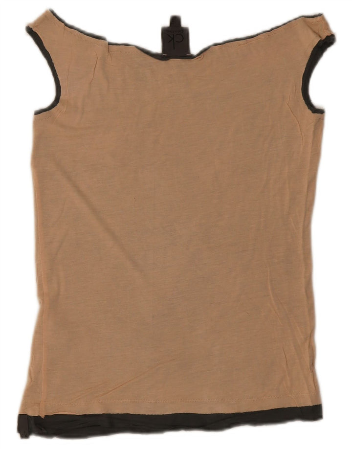 Top corto da donna con spalle scoperte Calvin Klein US 12 Large Beige Colourblock