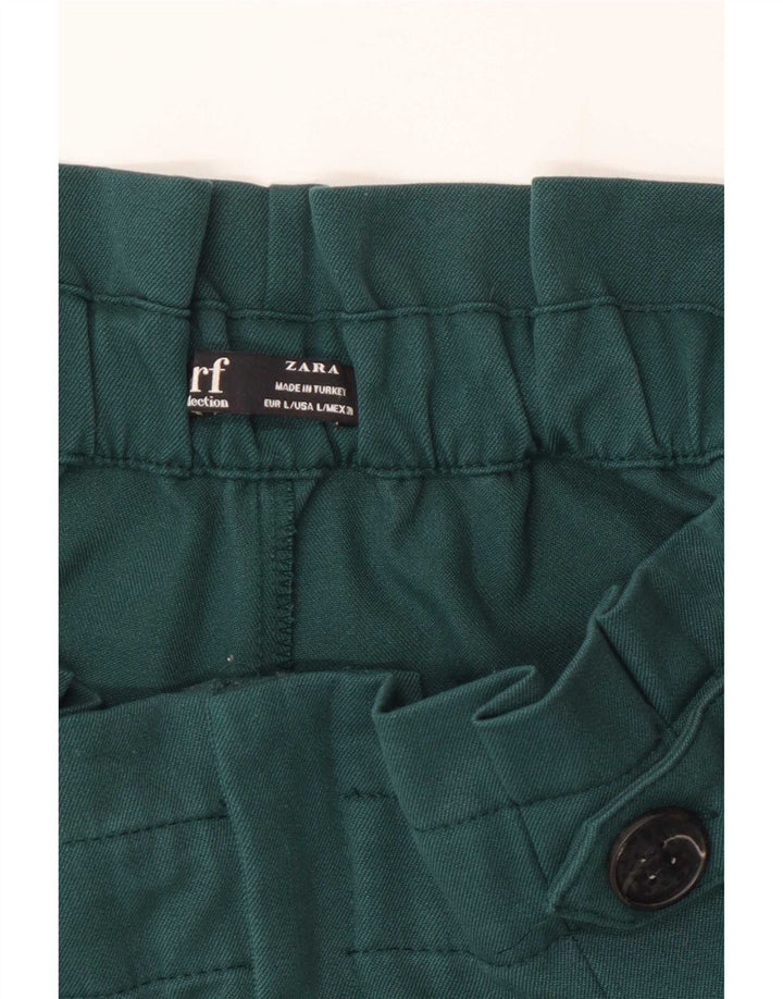 Pantaloncini casual a vita alta da donna Zara grandi W32 poliestere verde