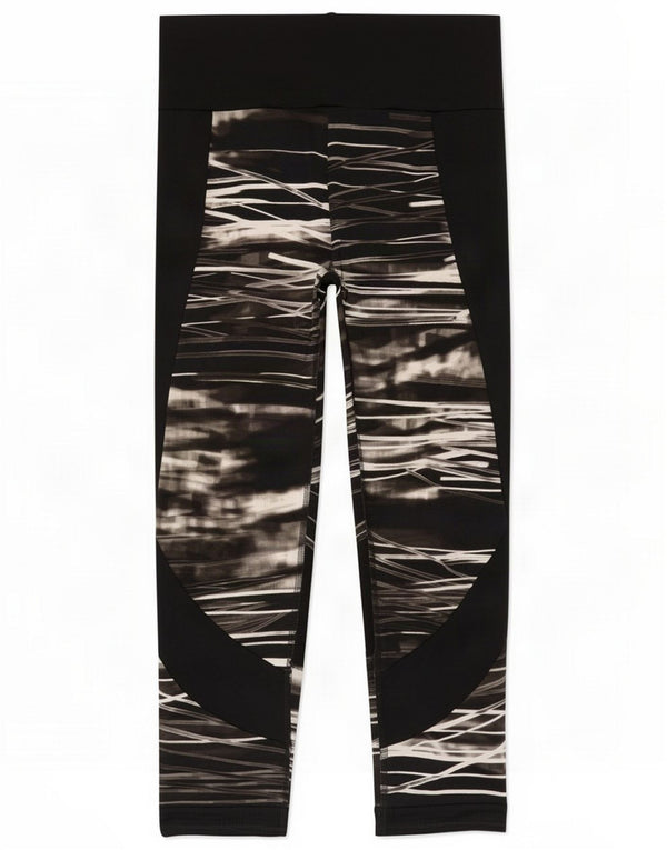 Marks & Spencer Leggings Capri da uomo UK 12 Poliestere a righe nere medie