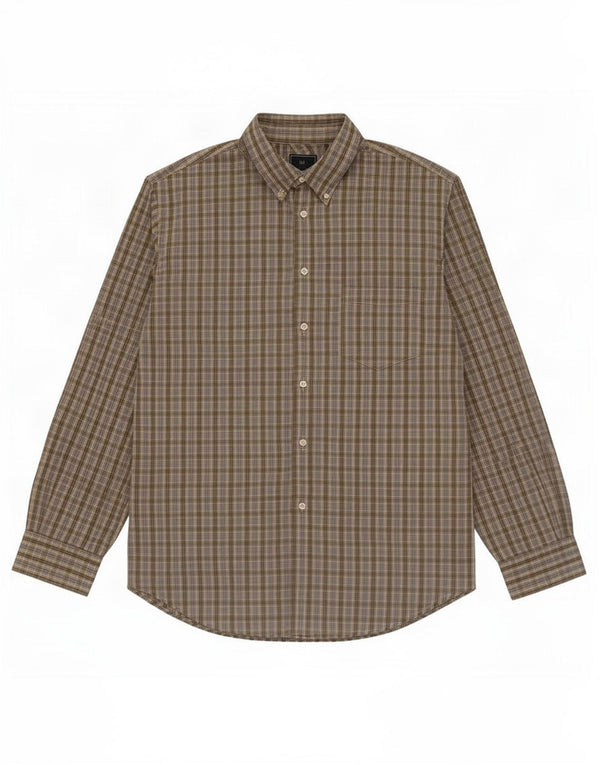 Camicia da uomo Dockers taglia 17 1/2 XL cotone a quadri kaki
