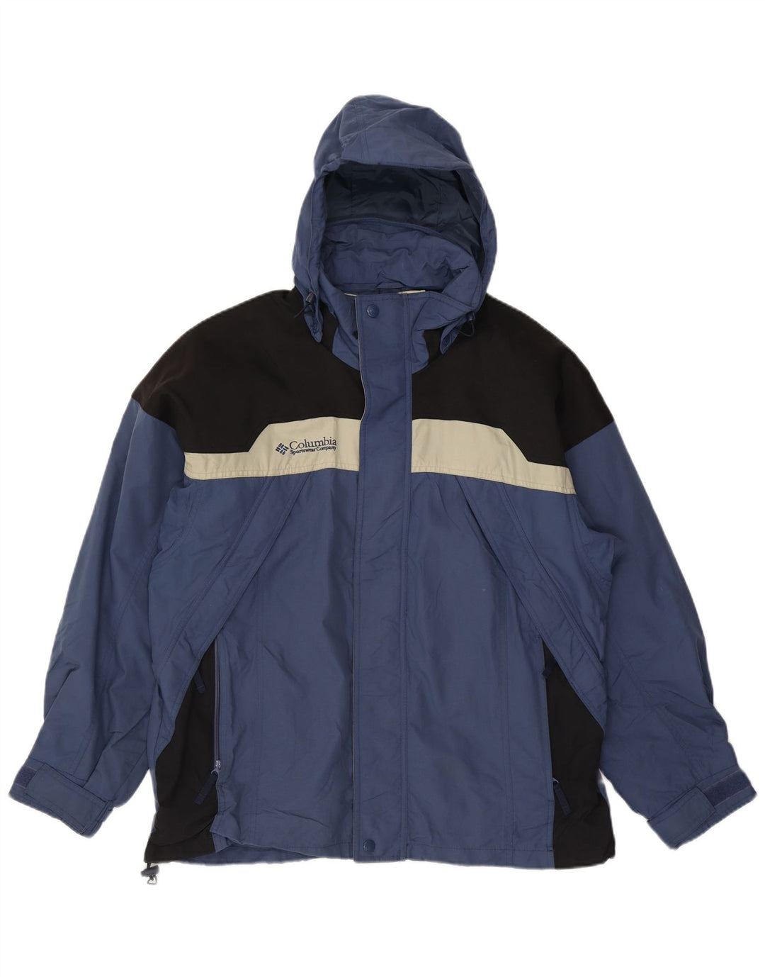 Giacca a vento con cappuccio da uomo Champion UK 40 Large Blu Colourblock Nylon