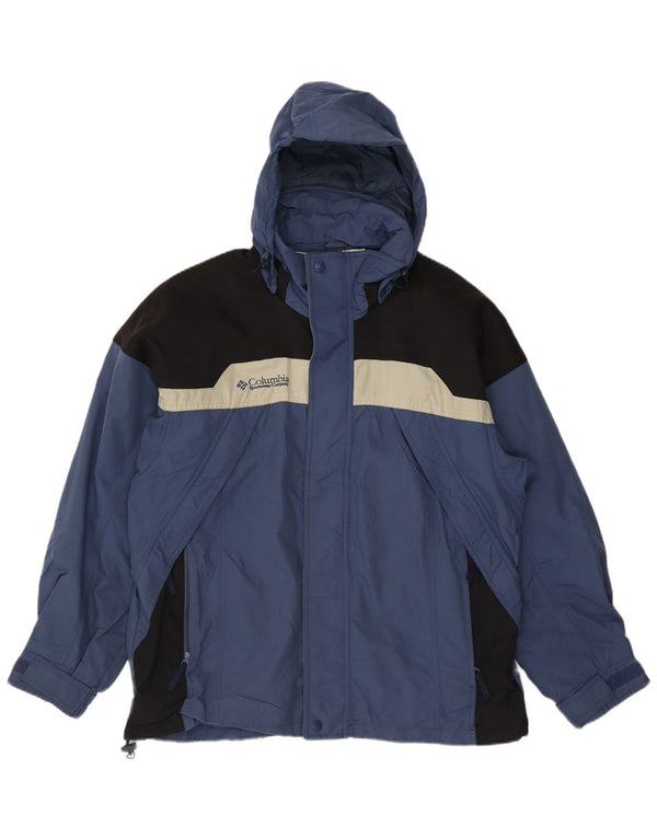 Giacca a vento con cappuccio da uomo Champion UK 40 Large Blu Colourblock Nylon