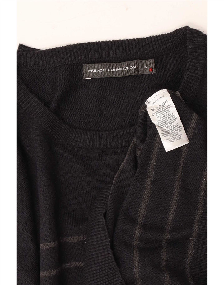 Maglione da uomo girocollo French Connection, grande acrilico a strisce nere