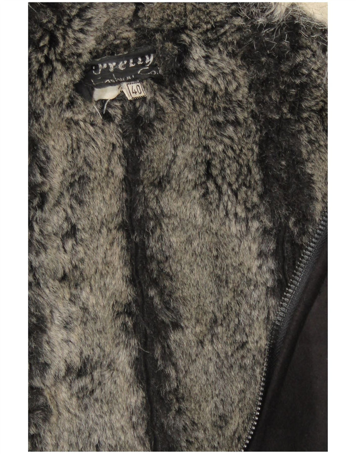 Cappotto Sherpa vintage da donna IT 40 piccolo nero