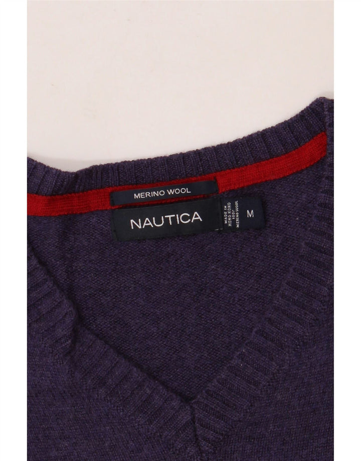 NAUTICA Maglione da uomo con scollo a V in lana merino viola medio