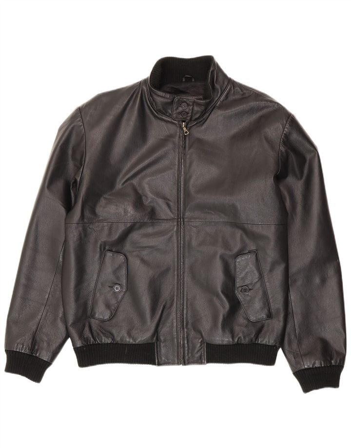 Giacca in pelle vintage da uomo IT 54 2XL Pelle nera
