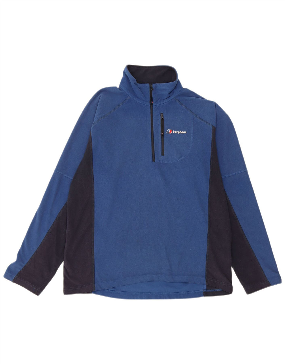 Maglione in pile da uomo BERGHAUS con zip e collo in poliestere color block blu medio