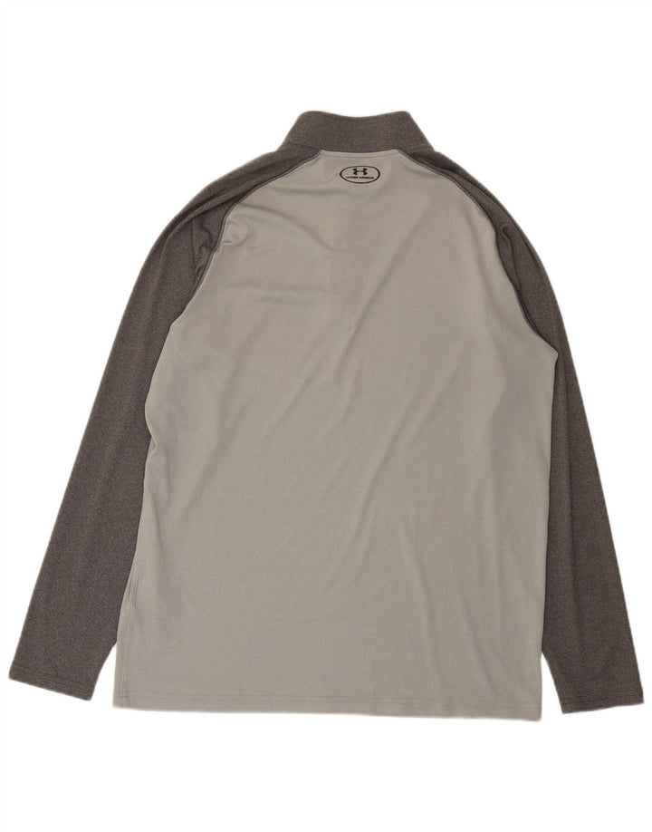 Under Armour Uomo Heat Gear Zip Collo Pullover Tuta Top Grande Grigio