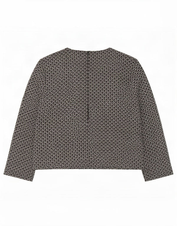Top Zara a maniche lunghe da donna, taglia UK 16, grande, nero geometrico