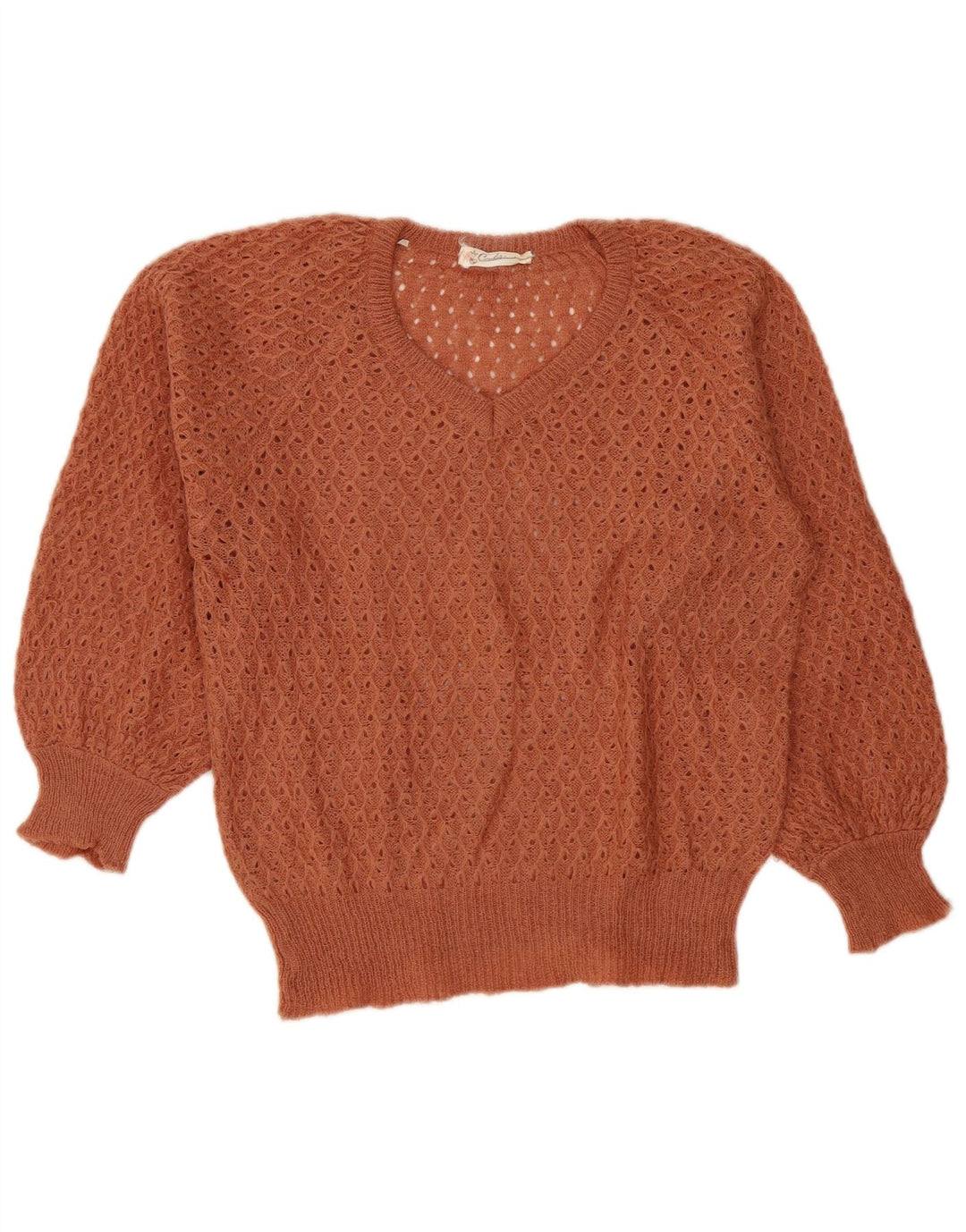 Maglione vintage da donna con scollo a V IT 42 Marrone medio