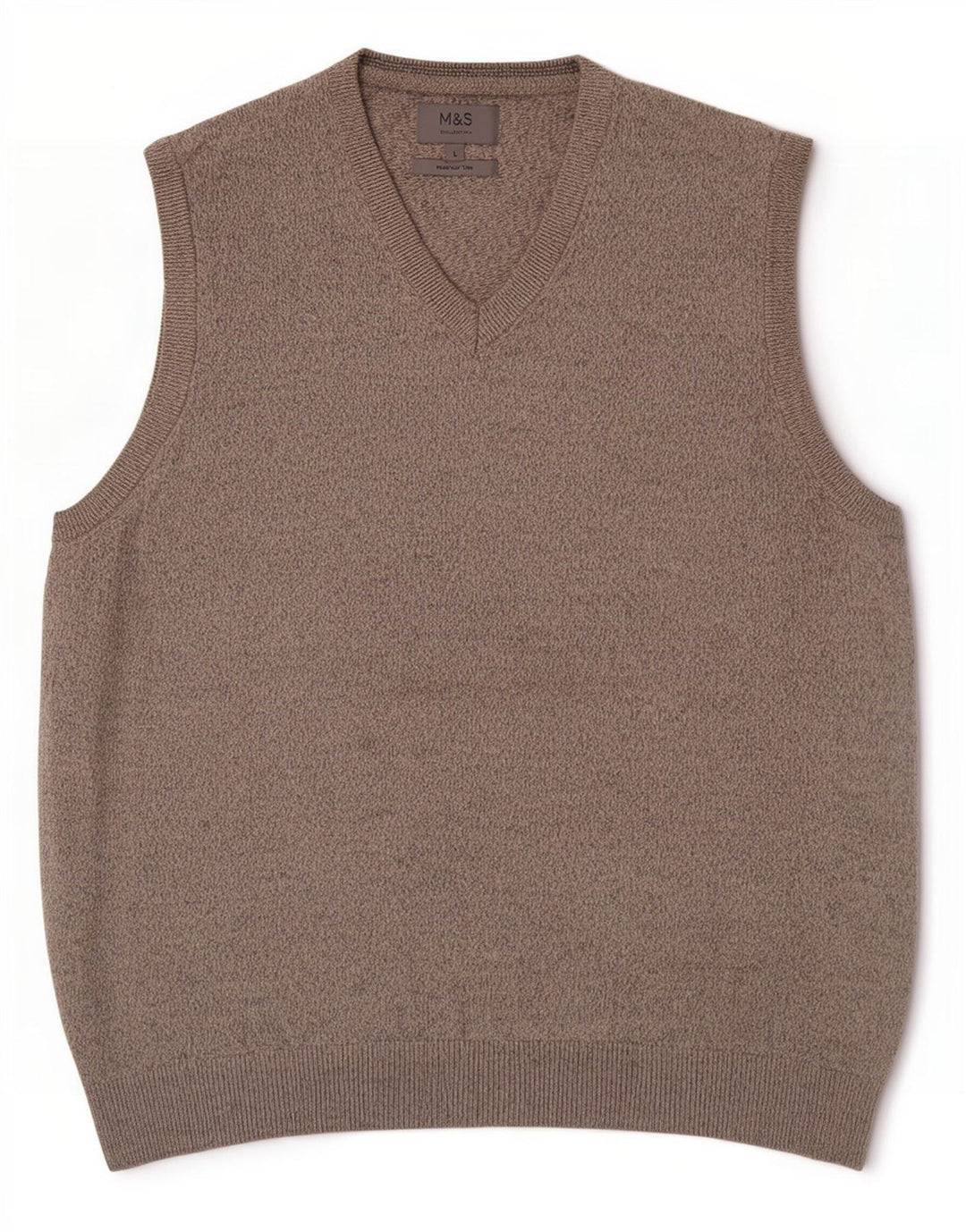 Canottiera da uomo Marks & Spencer grande in cotone chiazzato beige