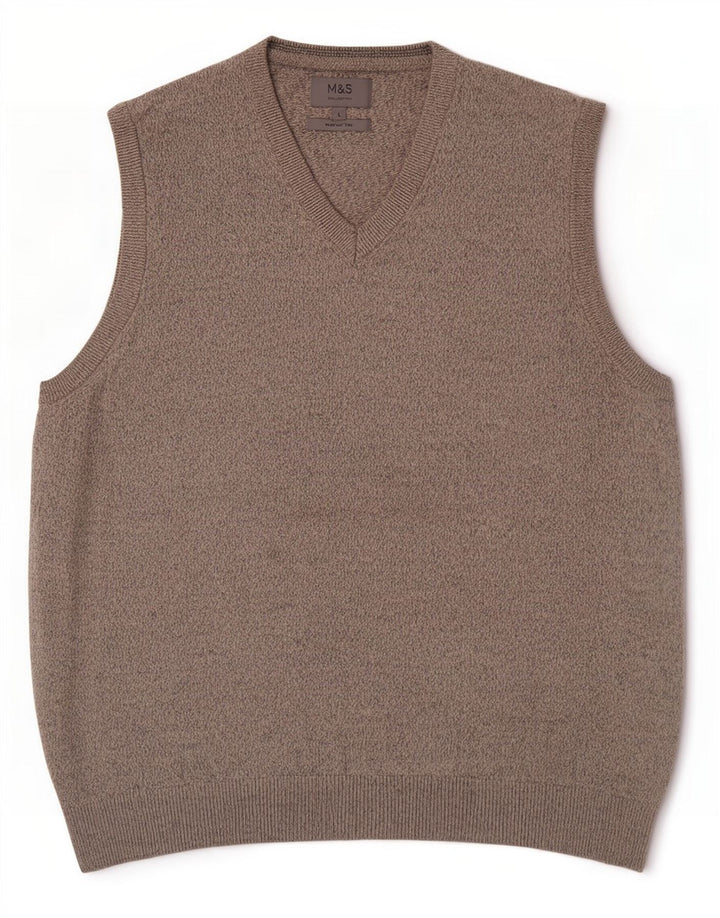 Canottiera da uomo Marks & Spencer grande in cotone chiazzato beige