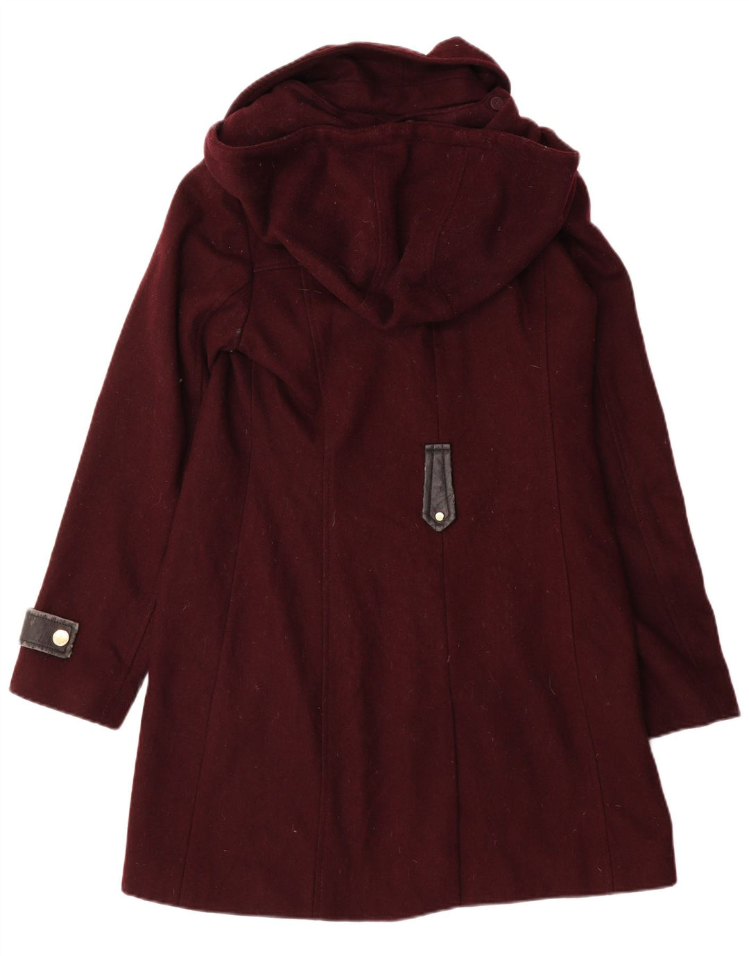 MICHAEL KORS Womens Hooded Overcoat UK 10 Small Burgundy Wool