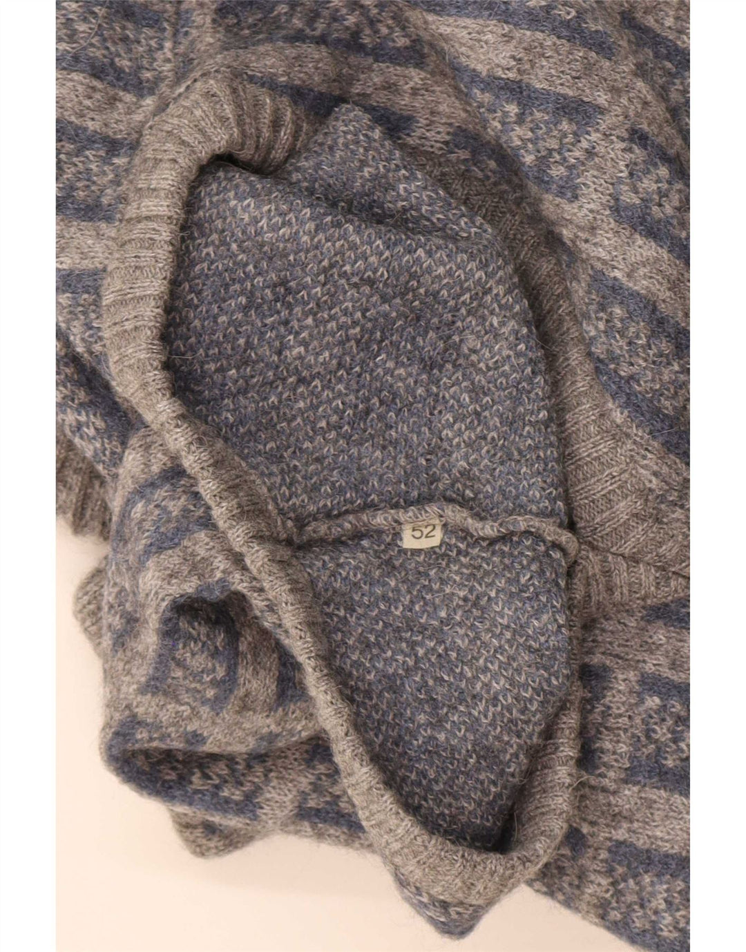 Maglione vintage da uomo con scollo a V IT 52 grande motivo a quadri grigi