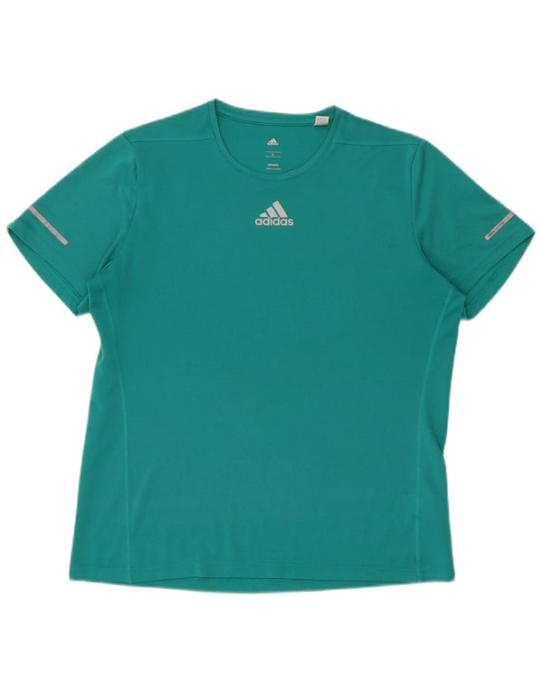 Adidas Uomo Climalite T-shirt Top Large Turchese Poliestere