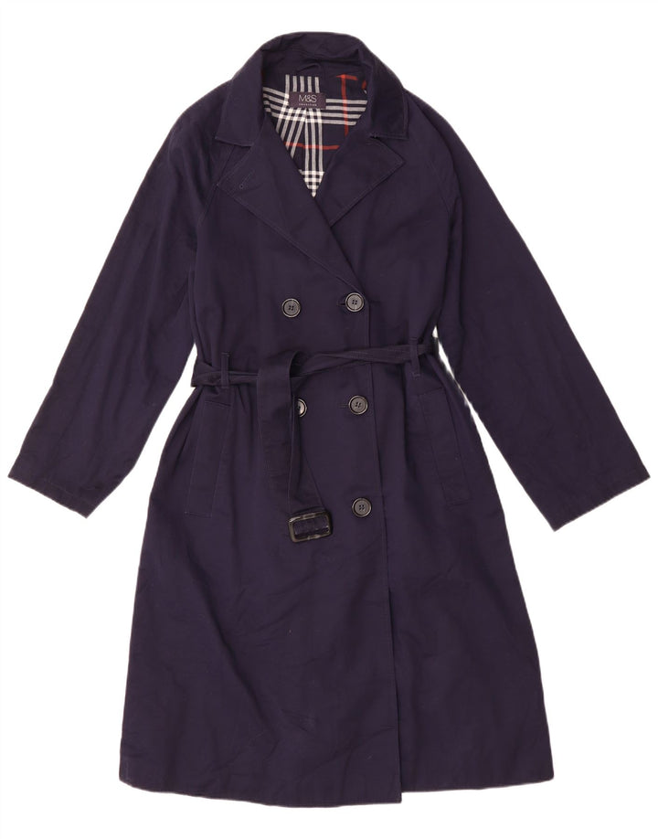 Trench da donna Marks & Spencer UK 14 cotone medio blu navy